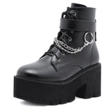 New Large-Size Chain Thick-Soled Waterproof Table Women's Shoes Thick High Heel Short Boots High Quality Shoes