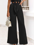 Front Top and Wide Leg Pants Set DJPT