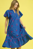 Embroidered Tiered Midi Dress DJPT