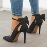 Sweet Bow Tip Light Mouth Single Shoes Fine High Heels Wish Shoes 40-43 Large Size Shoes High Quality Shoes