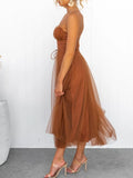 Neck Tulle Midi Dress DJPT
