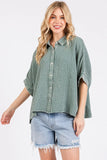 Mineral Wash Gauze Dolman Sleeve Button Down Shirt DJPT