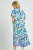 Printed Short Sleeve Tiered Midi Dress DJPT