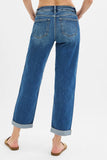 Full Size Mid Rise Boyfriend Roll Up Jeans Plus Size DJPT