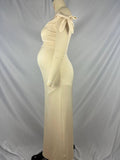 Off Shoulder Ruched Bow Elegant Maternity Baby Shower Maxi Dress Maternity