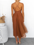 Neck Tulle Midi Dress DJPT