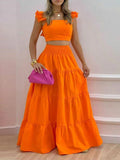 Size Ruffled Cami and Tiered Maxi Skirt Set Plus Size DJPT