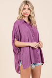 Mineral Wash Loose Fit Button Down Shirt DJPT