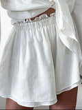 Size Button Up Balloon Sleeve Top and Shorts Set Plus Size DJPT