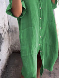 Size Casual Linen Button-Down Shirt Dress Plus Size DJPT