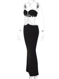 Black Cut Out Chain Halter Neck Bodycon Photoshoot Elegant Maternity Maxi Dress Maternity