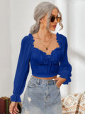 Sweetheart Neck Flounce Sleeve Top DJPT