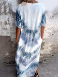 Size Pocketed Tie-Dye Short Sleeve Dress DJPT