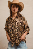 Leopard Prints Overseized Short Sleeves Top DJPT