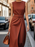 Neck Sleeveless Midi Dress DJPT