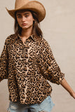 Leopard Prints Overseized Short Sleeves Top DJPT