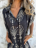 Size Printed Short Sleeve Button-Up Shirt Dress Plus Size DJPT