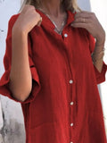 Size Casual Linen Button-Down Shirt Dress Plus Size DJPT