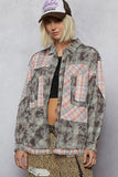 Plaid Patchwork Long Sleeve Shirt with Raw Edge Detail DJPT