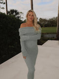 Off Shoulder Solid Color Mermaid Bodycon Elegant Photoshoot Maternity Maxi Sweater Dress Maternity