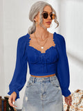 Sweetheart Neck Flounce Sleeve Top DJPT