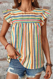 Striped Cap Sleeve Blouse DJPT
