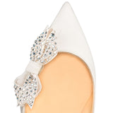 Women's High-Heeled Shoes Hot Bows Decorated Pointed Black Patent Leather Single Shoes White Wedding Shoes Chengdu High Quality Shoes