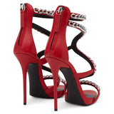 Red White Black High Heel Sandals Bag Chain Sexy High Heels Chengdu High Quality Shoes