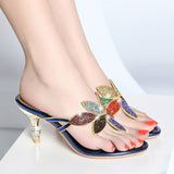 New Water Drill Cool Slippers Women Summer Bohemian High Heel Pin Heel Fashion Flip-Flops Outside Wearing High Quality Shoes