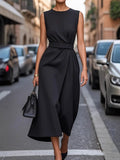 Neck Sleeveless Midi Dress DJPT