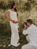 Off Shoulder Irregular Side Slit Bodycon Fashion Photoshoot Baby Shower Maternity Maxi Dress Maternity