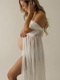 Off-shoulder Grenadine Cross Chest Maternity Dresses For Photoshoot Maxi Dress Maternity