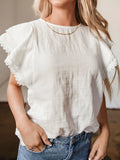 Layered Ruffled Flutter Sleeve Blouse DJPT