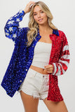 American Flag Sequin Snap Down Shirt DJPT