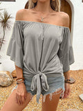 Solid Off-Shoulder Blouse DJPT