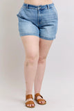 Blue Plus Size High Rise Denim Shorts DJPT