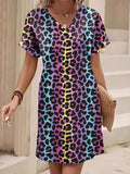 Print V-Neck Casual Dress DJPT