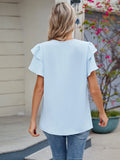 Neck Ruffled Layered Sleeve Blouse DJPT