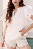 Notched Short Sleeve Blouse DJPT