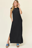 Take Full Size Texture Mock Neck Sleeveless Maxi Dress DJPT