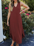 Size V-Neck Midi Tank Dress DJPT