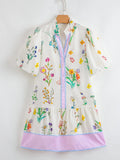 Print Notched Short Sleeve Dress DJPT