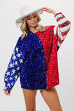 American Flag Sequin Snap Down Shirt DJPT