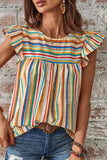 Striped Cap Sleeve Blouse DJPT