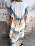 Size Pocketed Tie-Dye Short Sleeve Dress DJPT