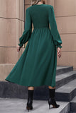 Smocked Long Sleeve Midi Dress DJPT