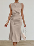 Round Neck Sleeveless Midi Dress DJPT