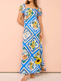 Square Neck Puff Sleeve Maxi Dress DJPT