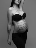 Black Cut Out Chain Halter Neck Bodycon Photoshoot Elegant Maternity Maxi Dress Maternity