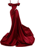 Spaghetti Straps Wine Red Long Prom Dresses SD1311 HZ0628